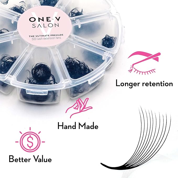 500 Loose Premade Fans Eyelash Extensions, D Curl Volume Lashes, 14D 20D 10D-0.07 Thickness, 9-16mm Fluffy Handmade Fan Mixed Tray