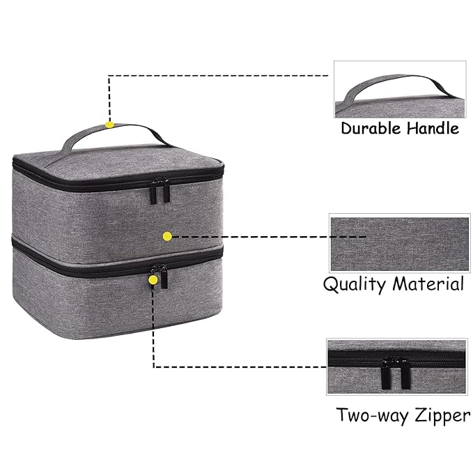 Nail Polish Carrying Case Bag-Holds 30 Bottles, Double-Layer Nail Polish Storage and Nail Dryer Case(Grey)