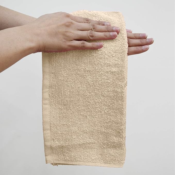 DAN RIVER 100% Cotton Washcloths 24 Pack Premium Quality Face and Body Cloth, Quick Dry Essential Towels for Bathroom, Hand, Kitchen & Cleaning, Baby Washcloths | 12X12 in | 400 GSM | Tan