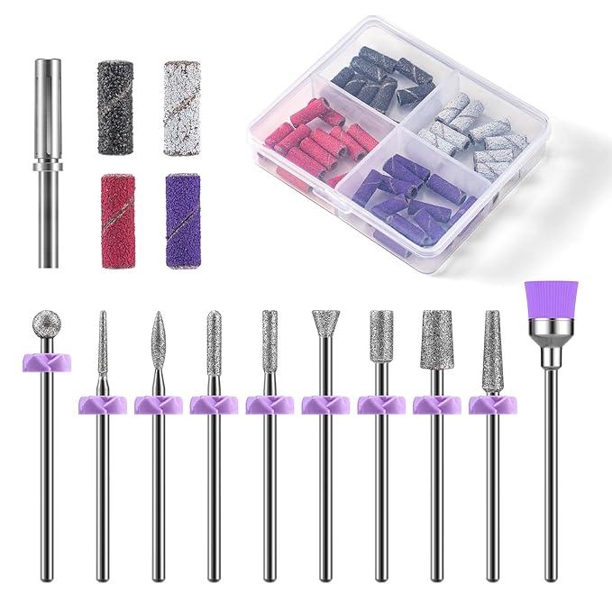 MelodySusie Rechargeable Cordless Electric Nail Drill with 10Pcs Diamond Sanding Bit Set with 40pcs Small Sanding Bands