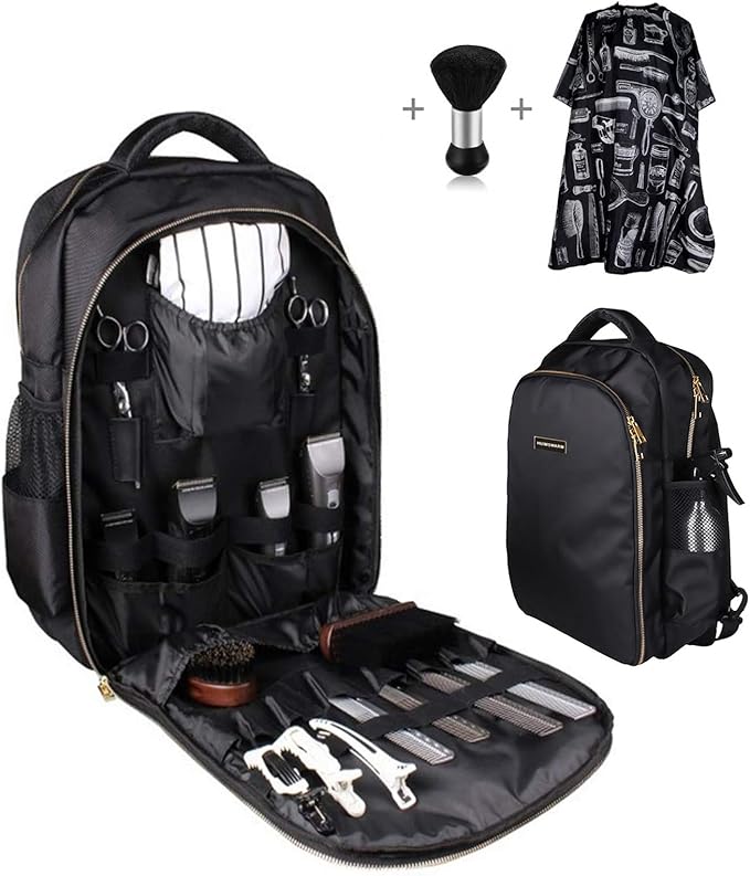 Barber Supplies Bag Backpack for Barber,With 1PCS Barber Cape&Barber Brush,Large Capacity,Pure Copper Zipper,Water Proof,Barber Accessories of Professional Barber Tools Backpack.