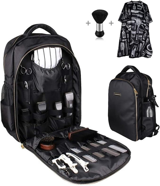 Barber Supplies Bag Backpack for Barber,With 1PCS Barber Cape&Barber Brush,Large Capacity,Pure Copper Zipper,Water Proof,Barber Accessories of Professional Barber Tools Backpack.