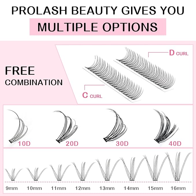 280 Individual Lashes - 10D, 20D, C, D Curl Mix - Wispy Bottom Lashes - DIY At Home
