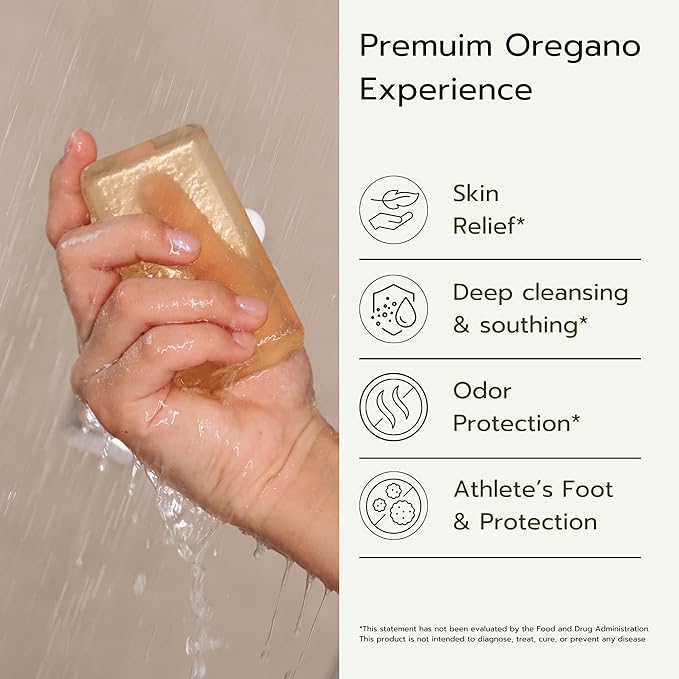 Oil of Oregano Bar - Natural Plant Therapy Hand Soap & Body Wash Oregano Oil Extract Soap - Topical Skin Cleanser Soap Bar - for Acne, Eczema, Foot and Nail Problems, 2-pack