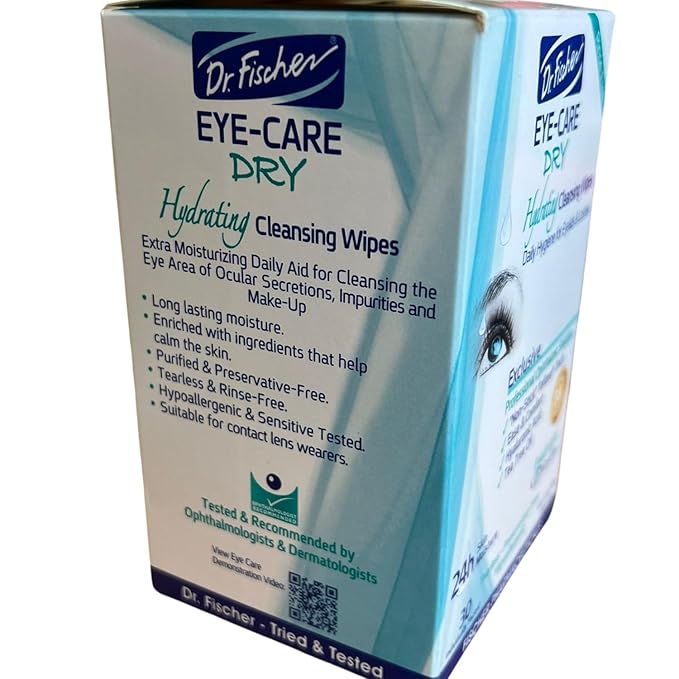 Dr. Fischer Tea Tree Eyelid Wipes - Gentle Eye Wipes for Everyday Eye Cleansing and Hypoallergenic Makeup Remover (6 packs of 30 wipes each).