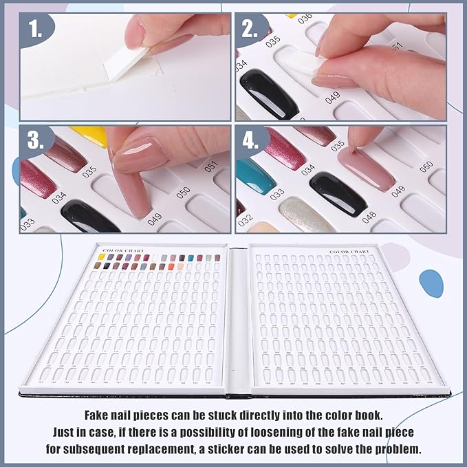 308 Colors Nail Swatches Book with 480 Nail Tips Nail Colors Book Professional Nail Display Chart Nail Gel Polish Practice Display Card Book for Nail Polish UV Gel,Nails Art Design
