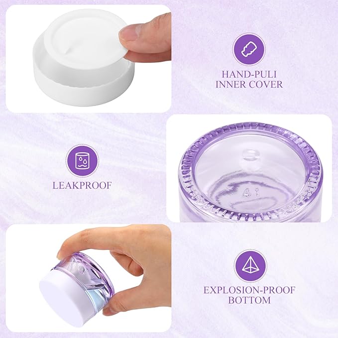 Domensi 60 Pcs 1oz Glass Jars with Lids Bulk Salve Tins Small Glass Candle Cosmetic Jars for Travel with Inner Liners Containers for Lotions Sample Cream(Light Purple, White Lids)