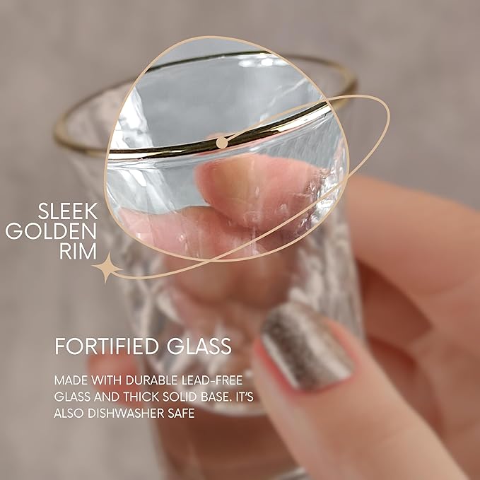 eBun Goldengleam Glass Mouthwash Dispenser (Gold Plastic Pump) 37oz Mouthwash Pump Dispenser, Mouth Wash Holder with Rinse Cup, Mouth Wash Glass Bottle, Decanter, Large Bottle for Bathroom Set