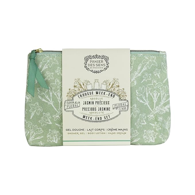 Panier des Sens – Jasmine Set for Women – Body Lotion + Shower Gel + Hand Cream - Birthday Gift for Her - Body Care Kit with 96% Natural Ingredients – Self Care Gifts for women