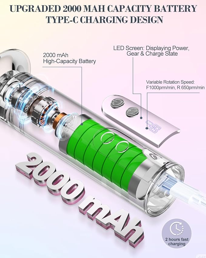 2 in 1 Electric Callus Remover & Foot Sander, 2000mAh Battery,9 Speed Adjustable Foot File Callus Remover with LED Display, Replaceable Sandpaper Discs, for Foot and Nail Care,Rose