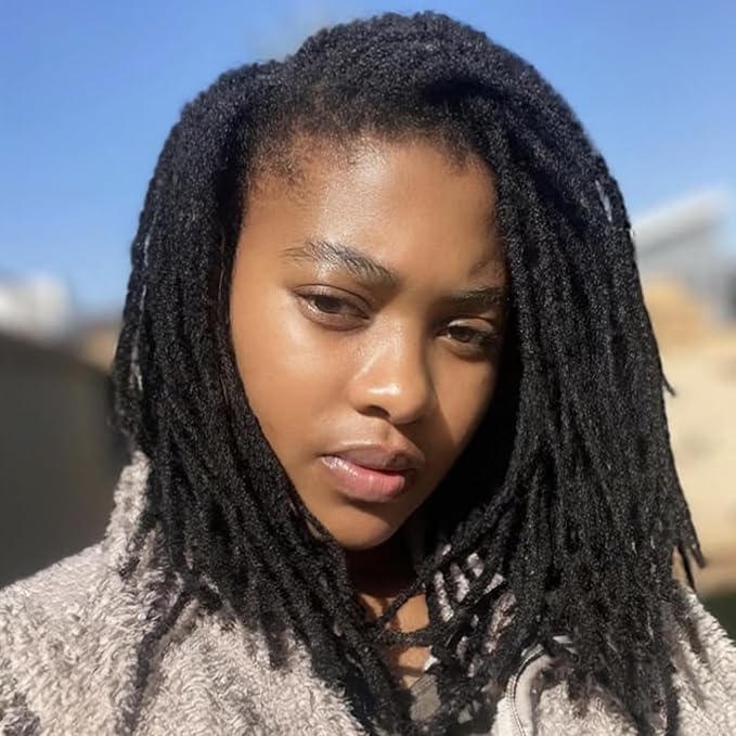 6 Inch 0.4cm Thickness Loc Extensions Human Hair 60 Strands Dreadlock Extensions Real Human Hair For Women Men Kids 100% Full Handmade Permanent Locs Extensions Can Be Dyed And Bleached (Natual Black)