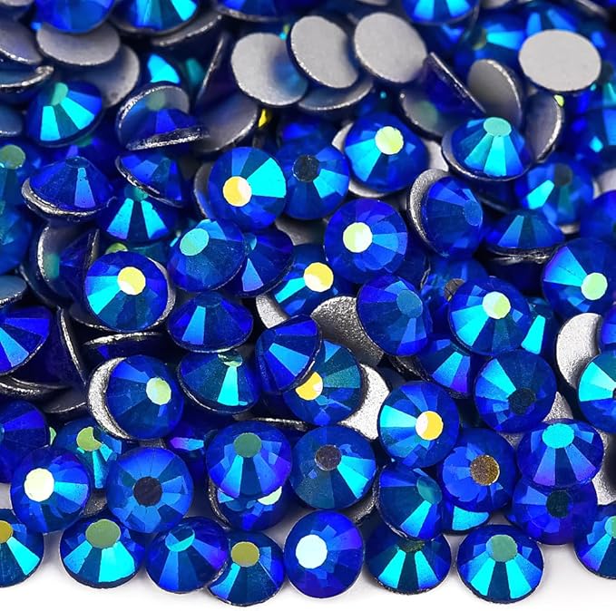 Blinginbox Flatback Rhinestones Bulk,14400pcs Crystal Round Loose Gemstones Glass Rhinestones for Crafts Makeup Nail Art Clothes Shoes DIY Decorations(SS16,3.8-4.0mm,Sapphire AB)