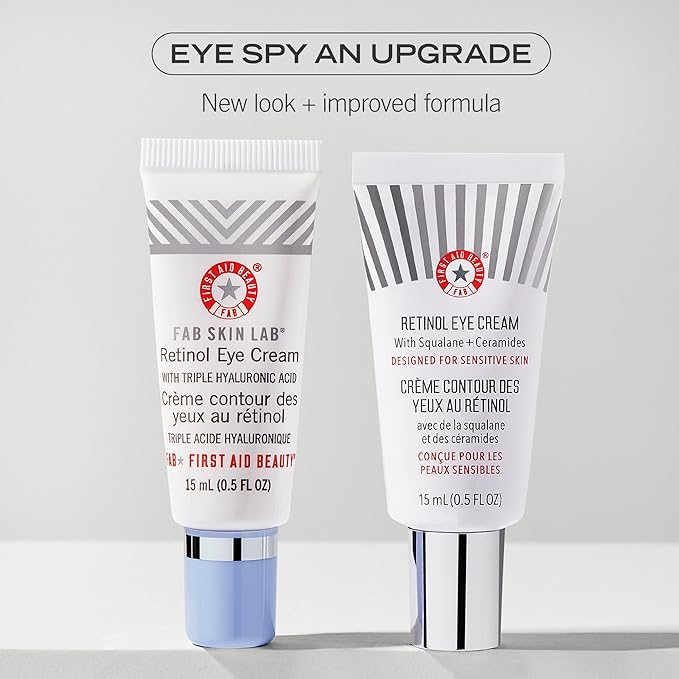First Aid Beauty - Retinol Eye Cream with Squalane + Ceramides, Encapsulated Retinol Serum for Delicate Skin, Helps Improve Appearance of Fine Lines and Wrinkles, Safe for Sensitive Skin, 0.5 oz