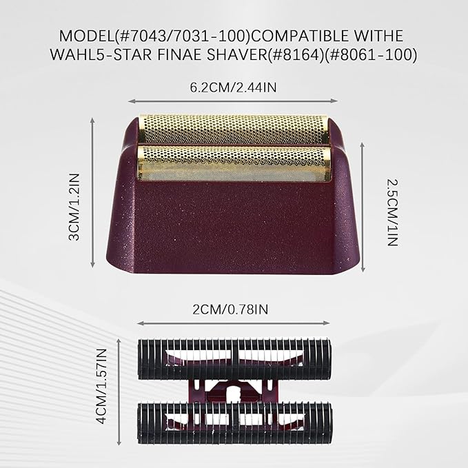 Replacement Heads for Men, 5 Star Series Finale Razor Replacement Foil and Bar Assembly Compatible with wahl Foil 7031-100,7043-100 Shave Replacement Head, 4 Packs (Red)