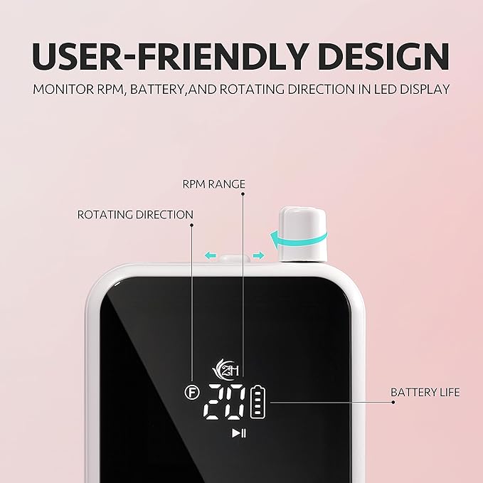 GAOY Cordless Nail Drill with 6 Nail Drill Bits for Acrylic and Gel Nails, 3Pcs Cuticle Trimmer Set Bundle