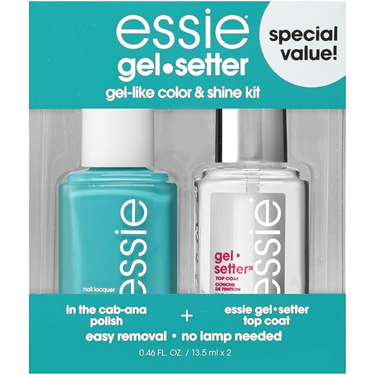 essie Gel Setter Nail Polish Kit, Aqua Blue Nail Polish + Top Coat, In-The-Cabana, 0.46 oz each