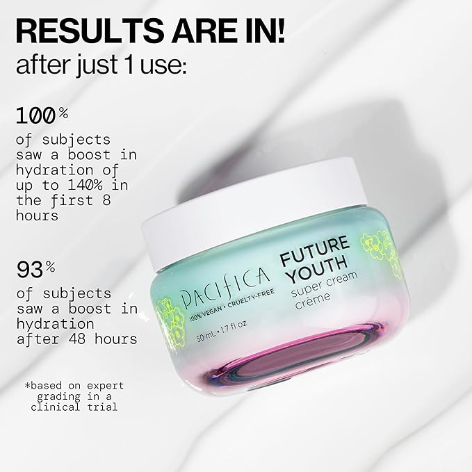 Pacifica Future Youth Super Cream – Daily Anti-Aging Moisturizer for All Skin Types, Lightweight Hydration with Advanced Peptides & Antioxidants, Improves Firmness & Elasticity, Vegan & Clean Beauty