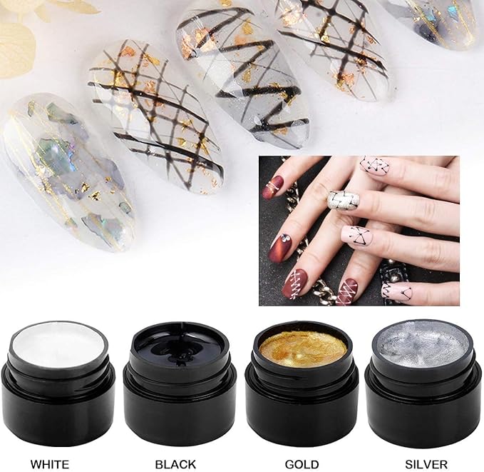 10 Colors Luminous Spider Gel, UV Gel Nail Polish with 2 Nail Art Line Pen Tools DIY Glow in The Dark Nail Art Drawing Gel for Line Neon Fluorescent Effect Manicure Decorations for Party Dance