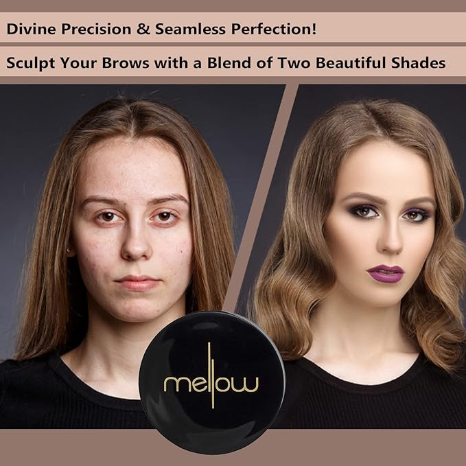 Mellow Cosmetics Brow Duo - Luminous Eyebrow Powder for Natural Looking, Voluminous Brows - Eyebrow Filler for Brows - Vegan Brow Definer - Mocha