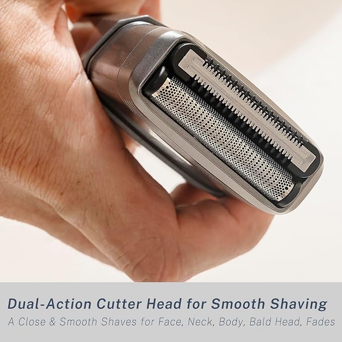 Compact Travel Electric Foil Shavers for Men Face - Portable Electric Razors for Mens Bald Head Body Waterproof Wet/Dry - Dual-Action Blades for Close Shaving - USB-C Rechargeable