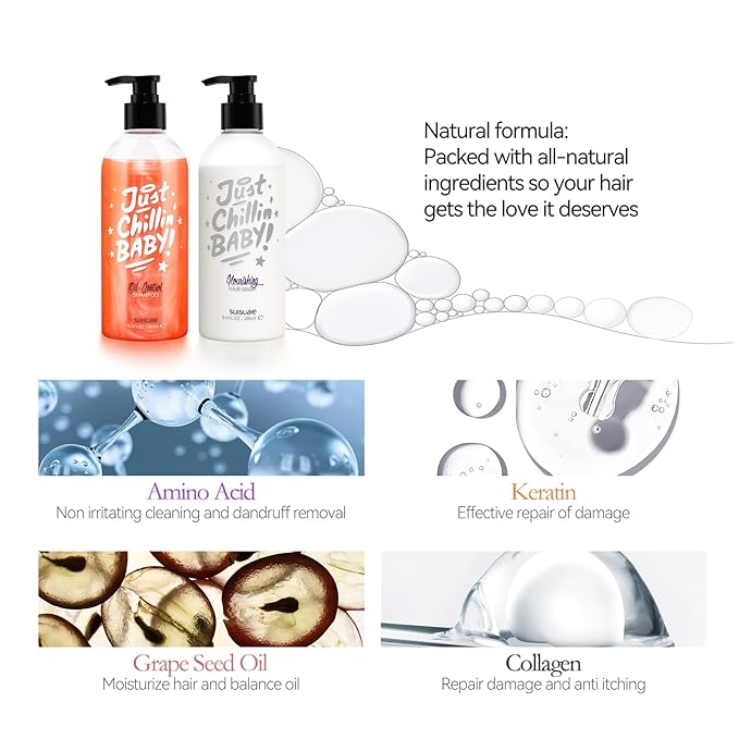 Clarifying Shampoo and Conditioner Set for Greasy Hair, Build Up, Oily Scalp - 18.8 Fl Oz