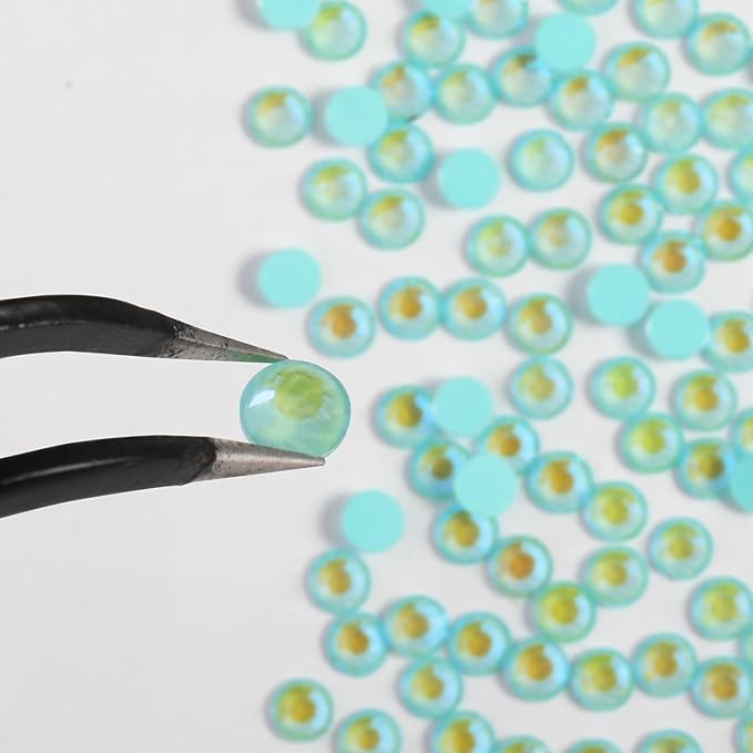 Beadsland 288pcs Flat Back Crystal Rhinestones Round Gems for Nail Art and Craft Glue Fix, Luminous Mint, SS30, 6.3-6.5mm