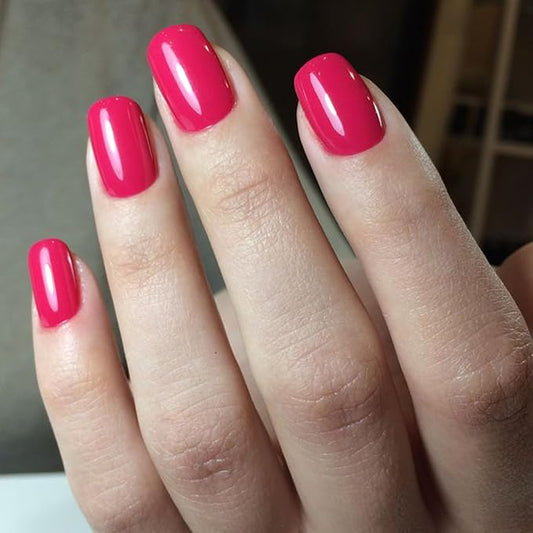 Modelones Pink Press on Nails, Chrome Short Square Fake Nails, Spring Easter Reusable Nail Kit with Nail Glue Adhesive Tabs Mini Nail File, Nails Press Ons 32Pcs16 Sizes, Women Girl Gift