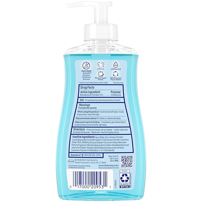 Dial Antibacterial Liquid Hand Soap, Spring Water, 11 fl oz (Pack of 4)