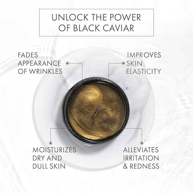 depology Black Caviar Under Eye Patch (30 Pairs) | Hydrogel Eye Patches | Aimed at Smoothing the Look of Fine Lines and Wrinkles | Hydrating Skincare with Hyaluronic Acid & CICA
