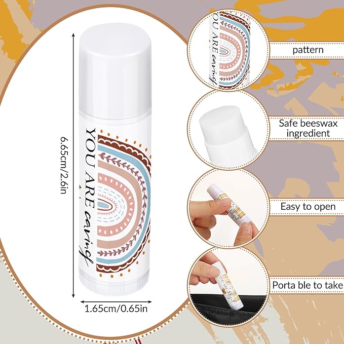 50 Pcs Lip Balm Bulk Christian Gift for Women Faith Religious Bible Verse Lip Balm Inspirational Gift Scripture Moisturizing Lip Care Product for Coworker Sister Teacher(Boho)