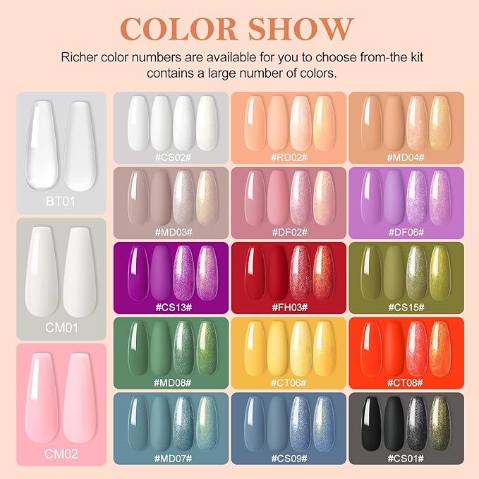 COSCELIA Gel Nail Polish Kit with U V Light Starter Kit and Drill 15 Colors Gel Polish 3 Colors Poly Extension Nail 5pcs Top Base Coat Nail Rhinestone Nail Manicure Kit Gifts for Women