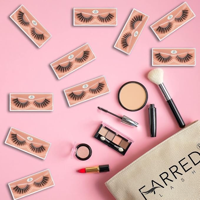 FARRED Wholesale Faux Mink Lashes 30 Pairs 3D A07 Medium Length Vegan Eyelashes Fluffy Volume Strip Lashes Bulk Fake Mixed Natural Look 3D False Eyelashes (3D A07)