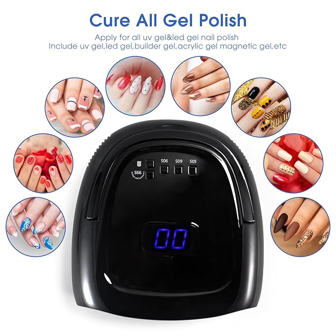 Rechargeable UV LED Nail Lamp 60W Cordless Nail Dryer LED Gel Polish Light with LCD Display, Auto Sensor and 4 Timer Settings, Professional Curing Lamp with 42 LED Beads for Salon and Home