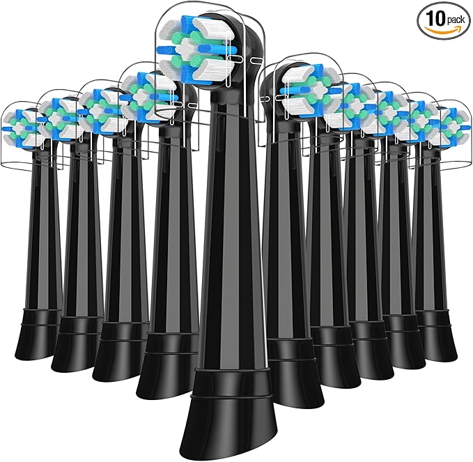 10pcs iO Replacement Heads Compatible with Oral B iO 2/3/4/5/6/7/8/9/10 Series Electric Toothbrush,IO Toothbrush Heads Compatible with Oral B iO,Medium-Hard bristles Care for Your Teeth,Black
