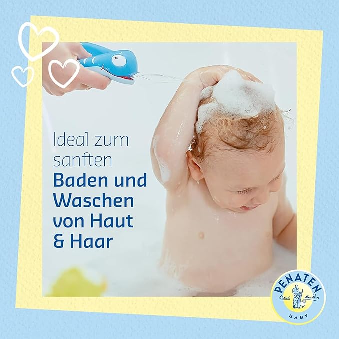 Penaten Bad & Shampoo, sanft reinigendes & pflegendes 2 in 1 Badezusatz Waschgel & Baby Shampoo (1 x 400 ml)