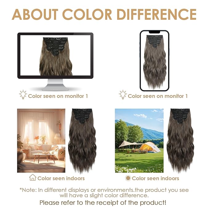 Clip in Hair Extensions for Women - 20 Inch Long Wavy Brown Extensions, 6PCS Chestnut Brown Hairpieces that Blend Naturally with Your Real Hair (20 Inch, Chestnut Brown)