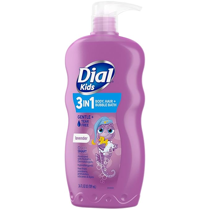Dial Kids 3-in-1 Body+Hair+Bubble Bath, Lavender Scent, 24 fl oz (Pack of 4)