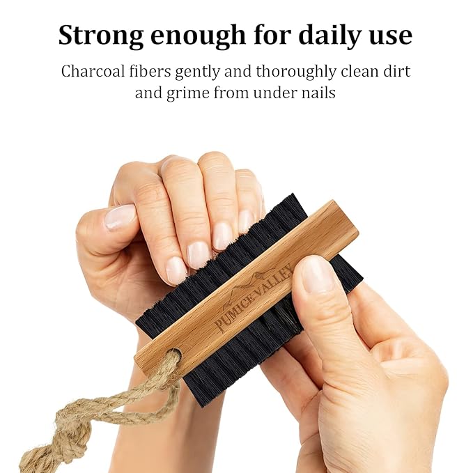 Wooden Cleaning Finger Nail Brush & Body Scrubber Set of 2 pcs