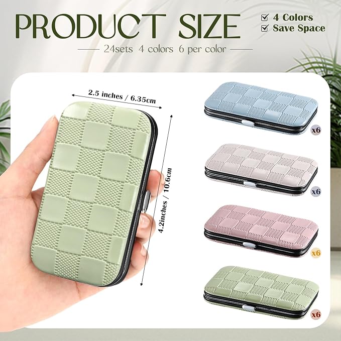 24 Sets Manicure Bulk Mothers Day Gifts Professional Nail Care Kit Nail Clippers Kit 8 in 1 Stainless Steel Pedicure Set with Travel Case Portable Grooming Kits for Men Women Friends(Fresh)