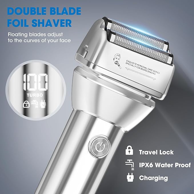 Suttik Professional Hair Clippers for Men, Barber Clippers and Trimmers Set, Foil Shavers for Men, 4 in 1 Cordless Hair Clippers Set Hair Cutting Kit Barber kit with LED Display