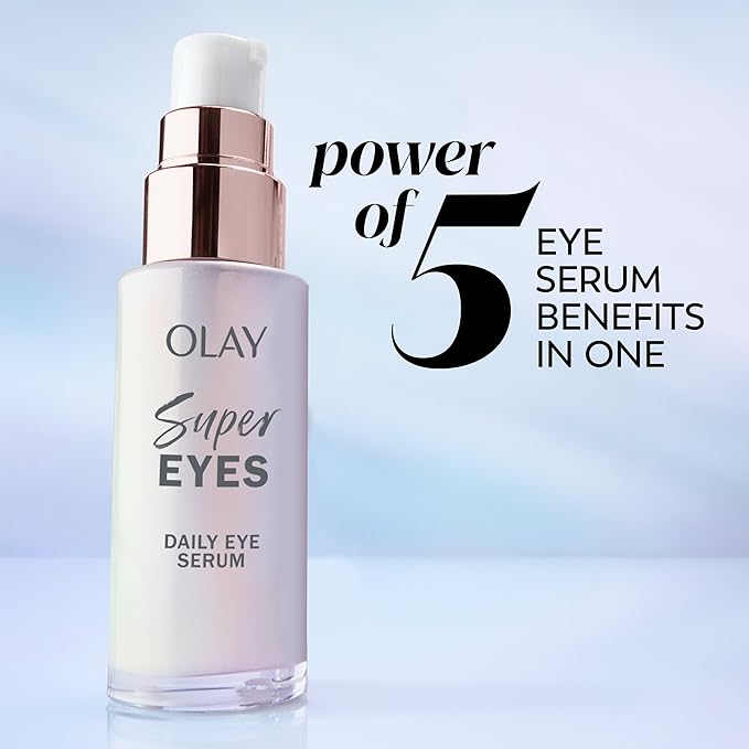 Olay Super Eye Serum - Vitamin C, Caffeine, Niacinamide, Amino Peptide, Aloe Vera - Brightens Dark Circles, Anti-Wrinkle, Anti-Aging, Brightening, Smooths Fine Lines, Firming, Hydrating, 0.45 Oz