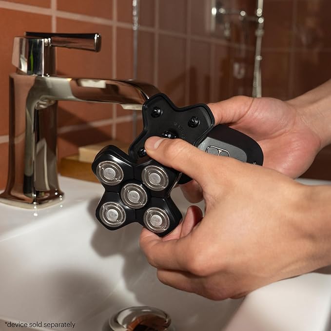 MANSCAPED® The Dome Shaver™ PRO SkinSafe® Replacement Blade Pad - Five Stainless Steel Rotary Pivoting Blades for Smooth Shave, Magnetic Attachment for Men's Head Shaver (1-Pack)