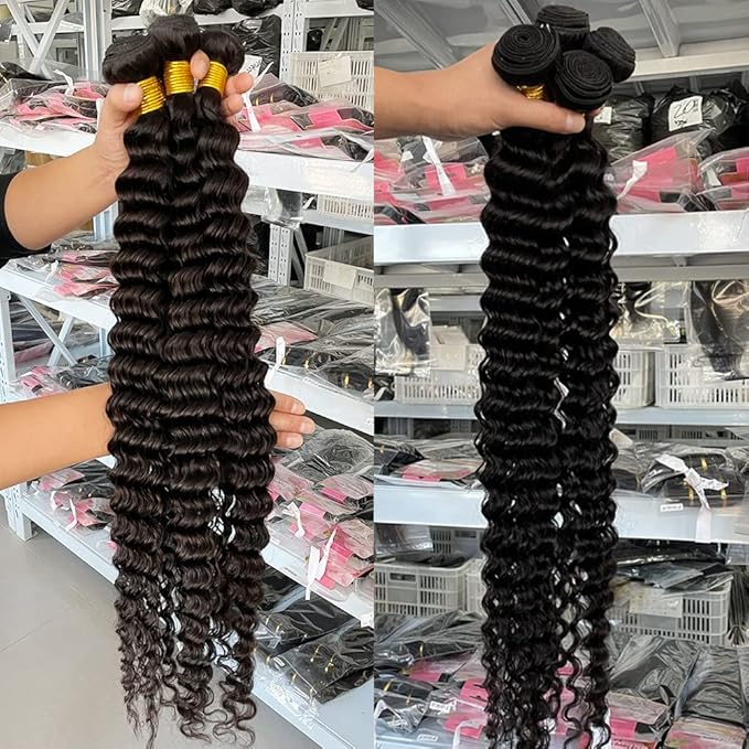 Deep Wave Human Hair Bundle Brazilian Virgin Hair 30 inch Deep Wave 1 Bundle 100% Unprocessed Natural Black Color Double Weft for Black Women