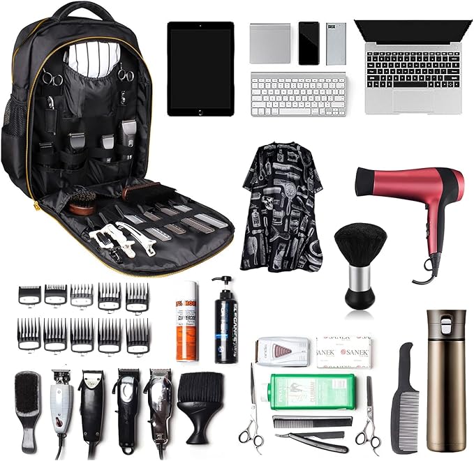 Barber Supplies Bag Backpack for Barber,With 1PCS Barber Cape&Barber Brush,Large Capacity,Pure Copper Zipper,Water Proof,Barber Accessories of Professional Barber Tools Backpack.