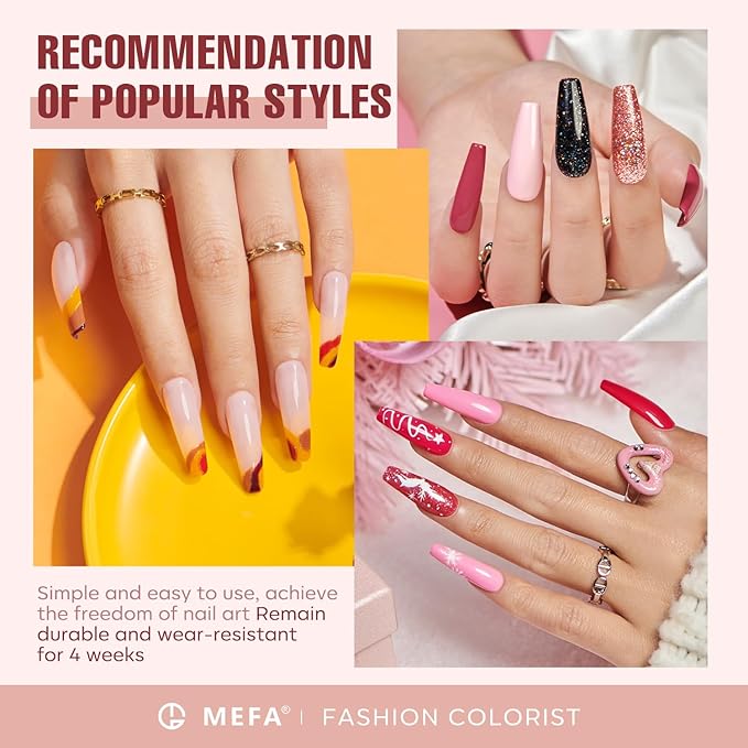 MEFA 35 Pcs Gel Nail Polish Set, 32 Colors All Seasons Collection Gel Nail Polish Kit with Base Coat No Wipe Glossy/Matte Top Coat Blue Red Pink Nail Art Manicure DIY Salon Home Gifts for Women Girls