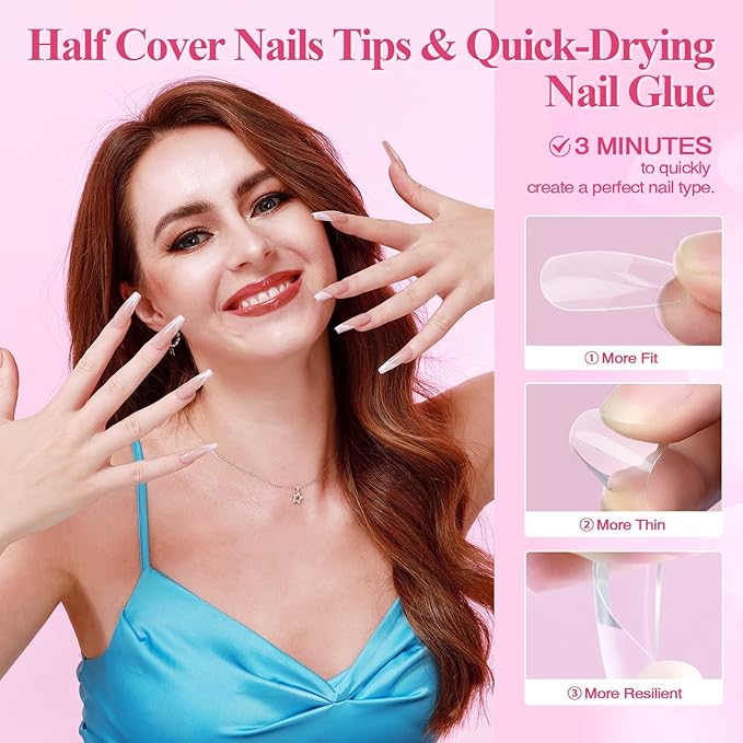 Saviland Acrylic Nail Kit – 61 in 1 Nail Kit Set Full Acrylic Powder Set with Everything Nail Supplies Acrylic Nail Liquid Nails Tips & Glue for Beginners Nail Extension French Manicure Home DIY