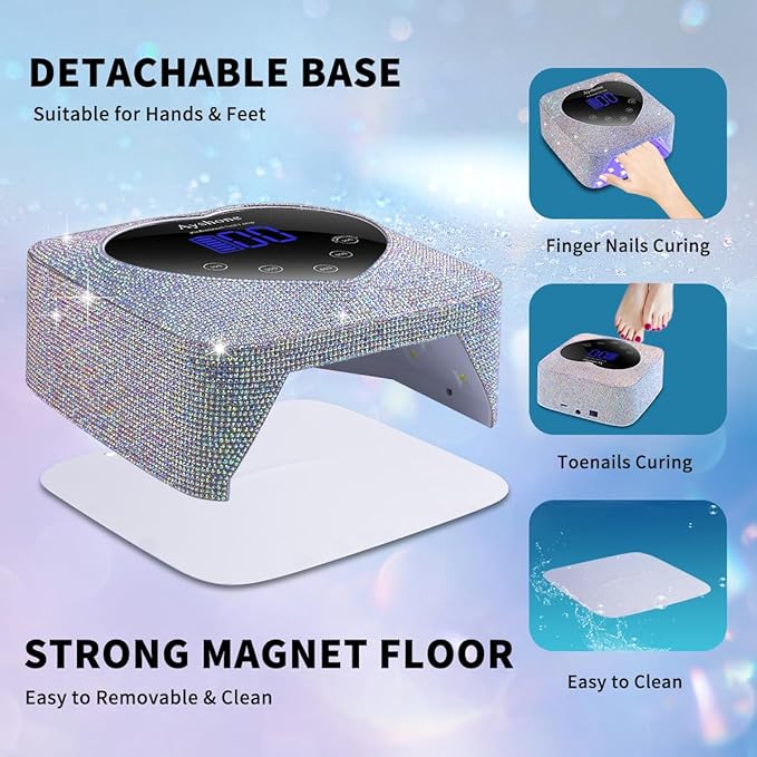 Cordless UV LED Nail Lamp,72W Rechargeable Nail Dryer Gel Polish Light with Large LCD Display,Rechargeable Nail Curing Lamp for Salon & Home (AB Diamond)