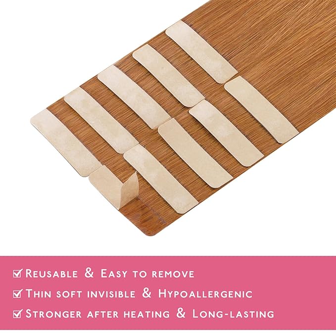 WENNALIFE Tape in Hair Extensions Human Hair Auburn Ginger Tape in Extensions, 10pcs 30g 20 inch Remy Invisible Tape Ins Straight Colored Soft Real Human Hair Tape in Extensions Refill Set Extensions