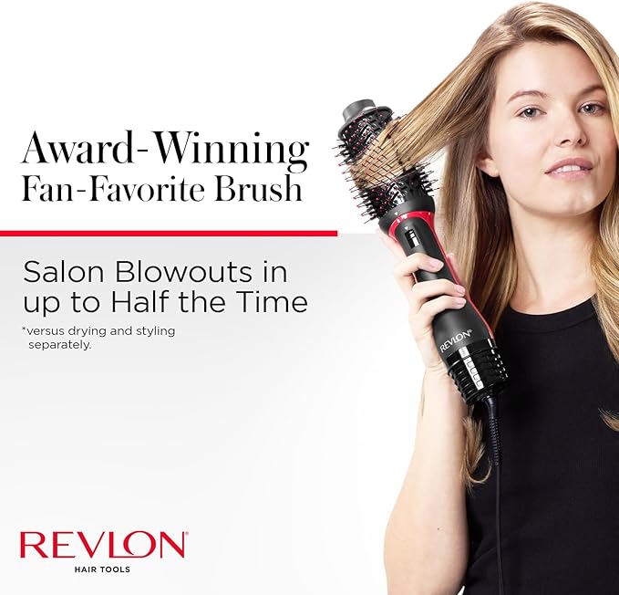 REVLON One-Step Volumizer Plus Hair Dryer and Styler, Enhanced Motor for Less Frizz, More Shine, and Reduced Heat Damage for Salon Style Round Brush for Blowout, Black (Amazon Exclusive)