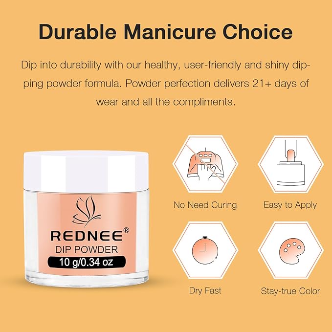 REDNEE 33pcs Dip Powder Nail Kit 24 Colors Nude Gray Series Dip Manicure Kit with Dipping Powder System Liquid Set and Essential Manicure Tools for French Nail Art Design Home DIY RE83